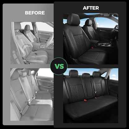 for Honda Civic Leather Seat Covers, Hatchback Sport LX 2022-2026, Custom Fit Car Seat Cover Full Set, Waterproof Accessories, Black (60/40 Split Benches-W/O Rear Armrest)
