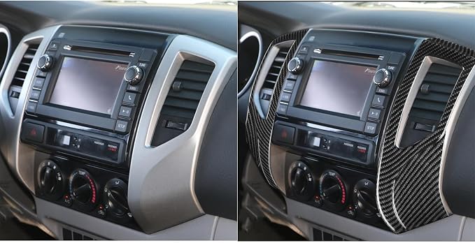 NVCNX Real Premium Carbon Fiber for Toyota 2nd Gen Tacoma Accessories 2012-2015 2013 2014 Car Dash Center Air Vent Panel Cover Interior Trim Thick Overlay Sticker Decal 6PCs - Style B