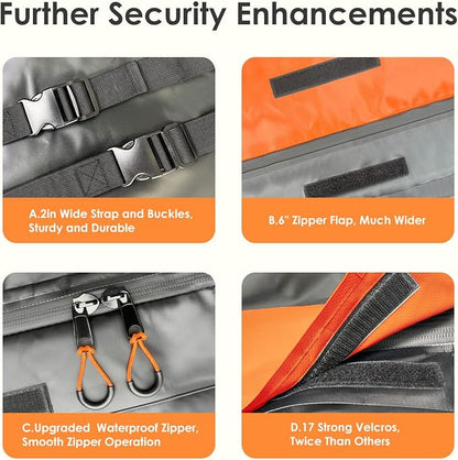 Car Rooftop Cargo Carrier Bag 15 Cubic Feet, 100% Waterproof Heavy Duty Car Roof Bag for All Vehicle with/Without Racks - Anti-Slip Mat, 4 Door Hooks, Storage Bags, 4PCS 3.8CM Straps(Orange)