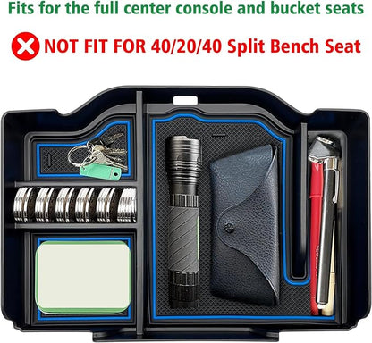 Center Console Organizer fit for Dodge RAM 1500 2500 3500 2026 2025 2024 2023 2022 2021-2019 Accessories Interior Storage Box Armrest Storage Tray (Blue) NOT FIT for 40/20/40 Split Bench Seat