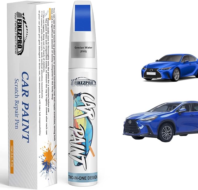 Grecian Water(8Y6) Touch Up Paint for Lexus Cars, Exact Color Match Car Paint Scratch Repair Pen Kit Quick & Easy Fix Vehicle Chips and Automotive Nicks Scuff