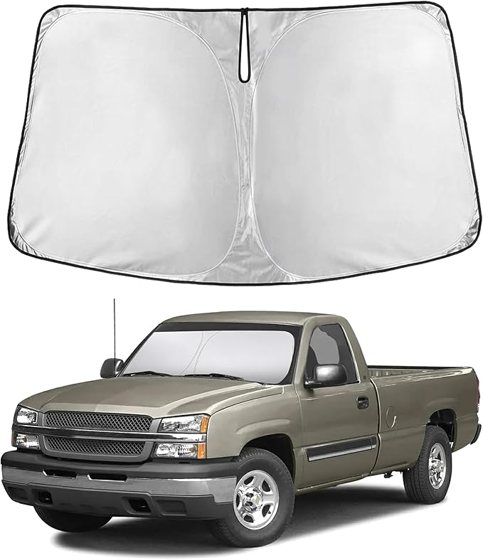 EcoNour Windshield Sunshade Compatible for Chevrolet Silverado/GMC Sierra 1500 2500 3500 2500HD 1999-2004 2005 2006, Sun Visor for Front Window Sun Shade Cover, UV Heat Protector, Car Accessories