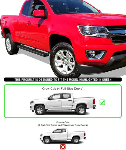 APS 5in Black Stainless Steel Running Boards Compatible with Chevy Colorado GMC Canyon Crew Cab 15-26