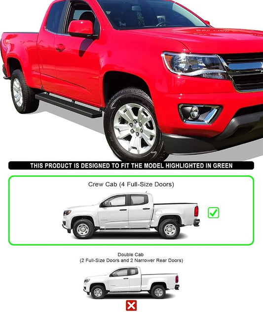 APS 5in Black Stainless Steel Running Boards Compatible with Chevy Colorado GMC Canyon Crew Cab 15-26