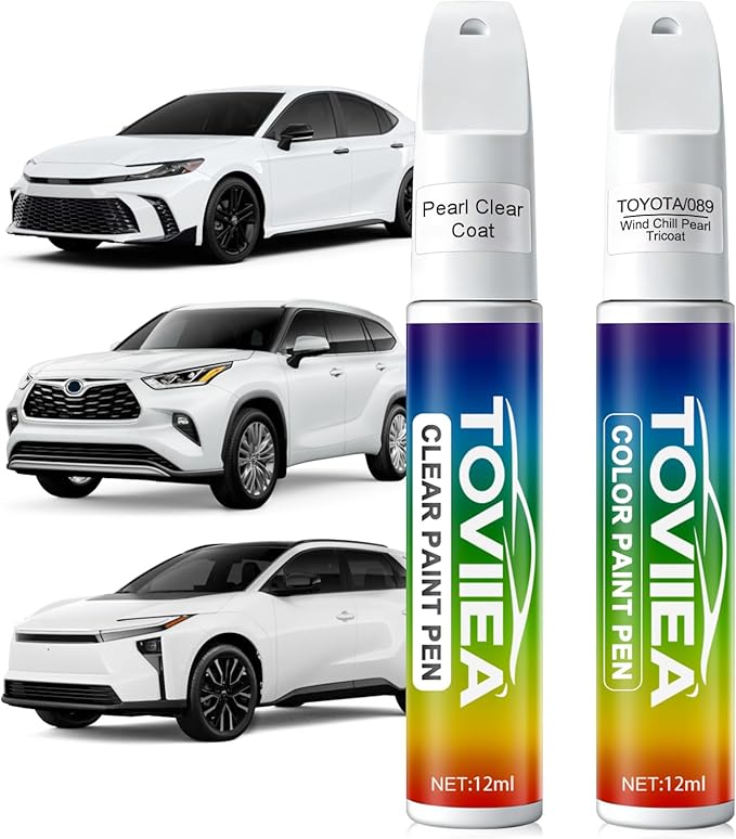 Wind Chill Pearl Tricoat(089) Touch Up Paint Compatible with TOYOTA,2-In-1 Car Scratch Remover Pen,Car Paint Scratch Repair Kit for Scratches,Chips & Nicks,2-PCS SET