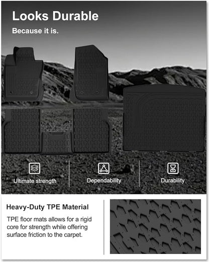 KIWI MASTER Floor Mats & Cargo Mat for 2017-2026 Jeep Compass, OEM Replacement ‎82214651 ‎82214666, Custom Fit All Weather Car Mats, Heavy Duty TPE Floor Liners, Front & Rear & Trunk Mat Set, Black