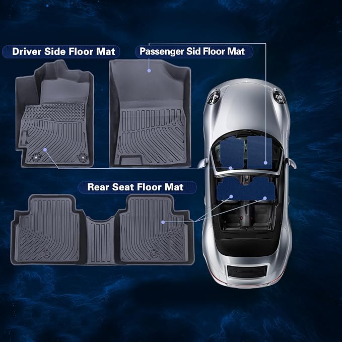 Floor Mats for 2021-2023 Elantra N (No Fit 21-23 Hybrid) All Weather Protection Custom TPE Rubber Floor Odorless Anti-Slip Waterproof, 1st & 2nd Row, Black (2021-2023 Elantra N)