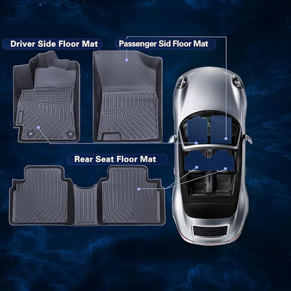Floor Mats for 2021-2023 Elantra N (No Fit 21-23 Hybrid) All Weather Protection Custom TPE Rubber Floor Odorless Anti-Slip Waterproof, 1st & 2nd Row, Black (2021-2023 Elantra N)