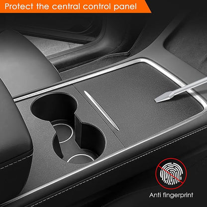Farmogo Center Console Wrap Kit Matte Black Console Cover Interior Decoration Wrap Kit Compatible with Tesla 2021-2025 Model Y & 2021-2023 Model 3 Accessories (Black)