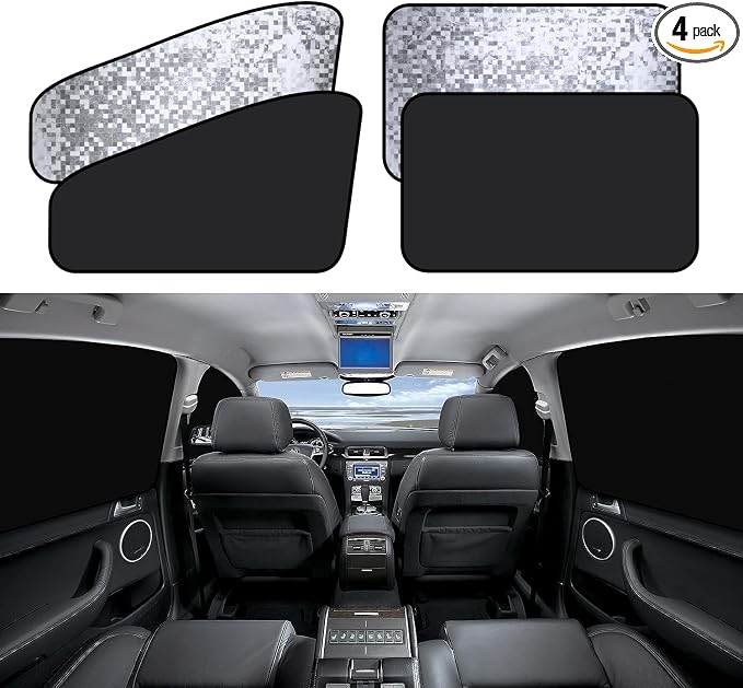 ZATOOTO Side Window Sun Shade - 4 Pack Car Window Covers 99% UV Light Block Car Curtains Magnetic Side Window Sun Shade Keeps Cooler for Breastfeeding, Taking a nap, Changing Clothes, Camping