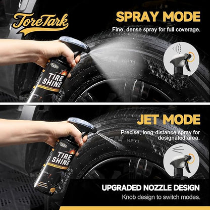 toretark Ceramic Tire Shine Spray — High-Gloss Wet Look Tire Coating with Ultra-Dense Nylon Brush Applicator, UV Protection, Long-Lasting Shine for Car Truck RV Motorcycle16 Fl Oz (2 Pack)