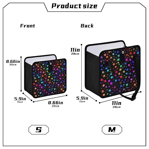 Car Trash Can Organizer Bin with Adjustable Strap for Back Front Seat Console Waterproof Leakproof Collapsible Portable 11 Inch Vibrant Rainbow Stars