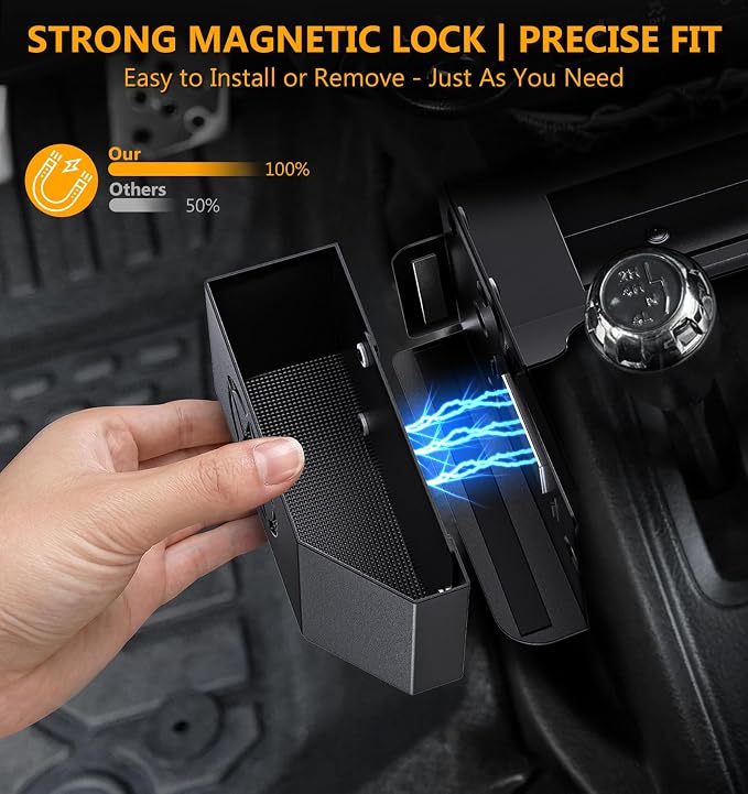 Eamplest Updated JK Magnetic Metal Center Console Gear Shift Organizer for Jeep Wrangler JK & Unlimited 2018 2017 2016 2015 2014 2013 2011 Interior Accessories Rubicon Sahara Storage Box Tray