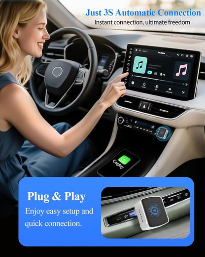 2-in-1 Wireless CarPlay & Android Auto Adapter,2026 Upgrade Auto Adapter Instant Wired to Wireless Conversion, Plug & Play, Mini & Stable with USB-C/Type-C, Compatible with iOS 10+ & Android 11+