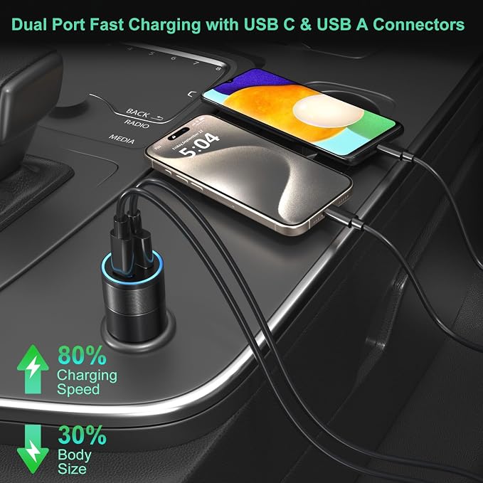 USB C Car Charger 5 Pack, Bangfun 36W Dual 12V USB C & USB A Car Charger Adapter QC+PD 3.0 Fast Charging Cigarette Lighter for iPhone 15 14 13 12 11 Pro Max,Samsung S24 S23 S22,Google Pixel, Android