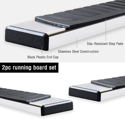 COMNOVA 6 Inches Double Cab Running Boards for 2019-2026 Chevy Silverado/GMC Sierra 1500 Double Cab, 2020-2026 Silverado/Sierra 2500HD 3500HD, Stainless Steel Silverado Running Boards.