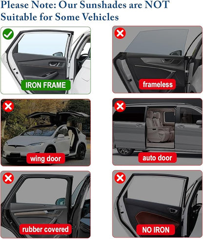 Car Window Shades, 2 Pack Car Sun Shade for Baby, Double Layer & Fully Open, Magnetic Back Window Curtain, Sun Shade Covers Privacy Screen