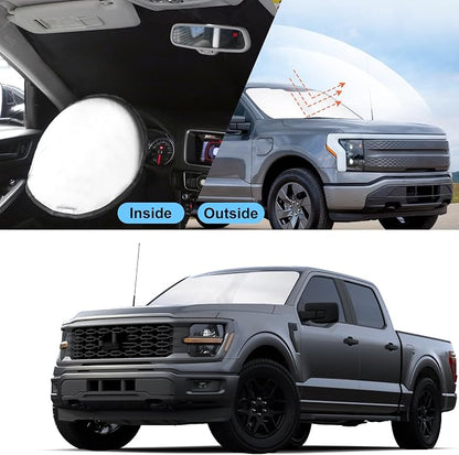 TINGLU Sun Shade for Ford F150 F-150 2021-2025 2026(Lariat, King Ranch, Platinum, XL XLT Limited Raptor) Accessories Windshield Sun Shade Window Shade UV Rays Protection Sun Visor Cover
