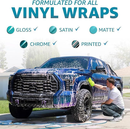 Rev Auto Vinyl Wrap Car Wash Soap Kit - Includes 64oz Car Wash Soap For Vinyl Wrap & Microfiber Wash Mitt | Works in Foam Cannon & Bucket Washes | pH-Balanced, Safe For All Finishes
