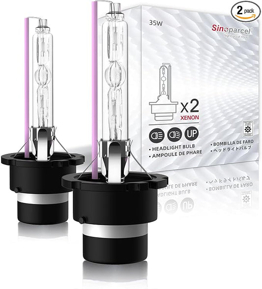 Sinoparcel D2S Xenon HID Headlight Bulbs - 10000K 35W High Low Beam 66240 85122UB 66040 Replacement Lights -Pack of 2