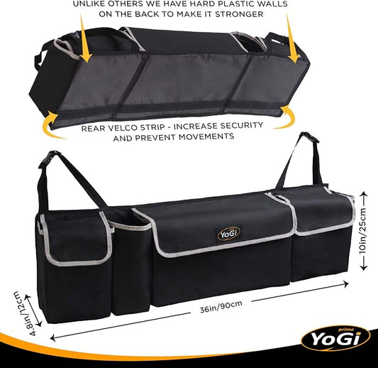 Trunk Organizer for Suv | Hanging Trunk Organizer, Cars Trunk Organizers | Waterproof, 4 Pocket Backseat Storage Solution | Easy Install, Durable and Versatile