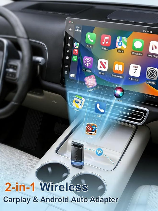 Wireless Adapter for Carplay & Android Auto, Converts Wired to Wireless,Mini USB Design, Plug and Play, Compact USB Dongle for 1000+ Cars with Built-in Wired Carplay or Android Auto