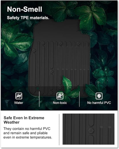 KIWI MASTER Floor Mats for 2009-2018 Dodge Ram 1500/2500/3500 Crew Cab, 2019-2024 Ram 1500 Classic Crew Cab, All Weather Car Mats, Custom Fit TPE Floor Liners, Front & Rear 2 Row, Black