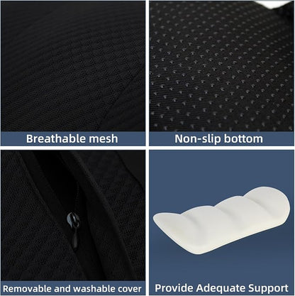 KAYI Lumbar Support Pillow for Car, Memory Foam Lumbar Pillow with Adjustable Straps, Lumbar Support Pillow for Office Chair, Back Support for Car, Sitting, Driving, Traveling (1, Black)
