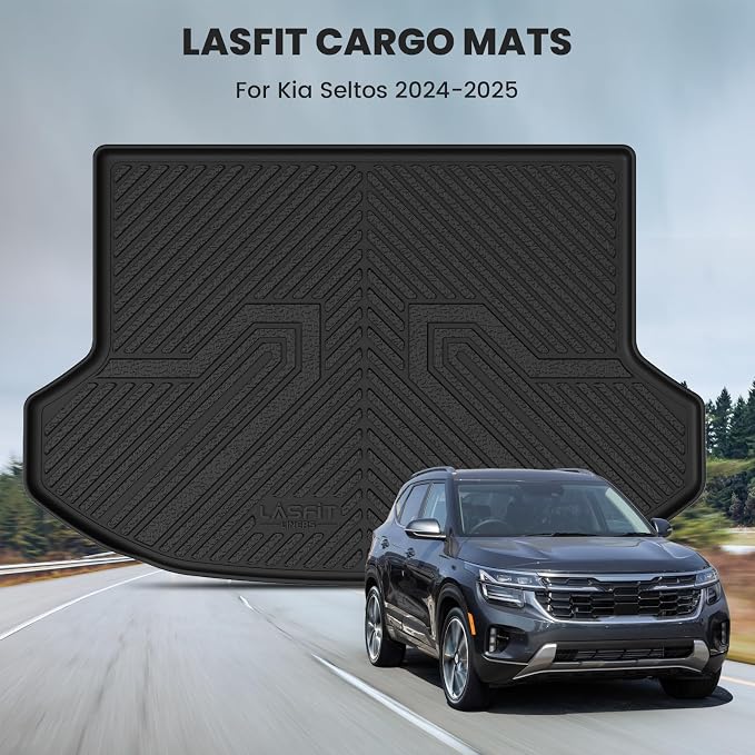 LASFIT Cargo Mat for Kia Seltos 2026 2025 2024 (Not Fit SX), All Weather TPE Custom Fit Car Trunk Mats Cargo Liners Accessories for Kia Seltos 2024-2026, Black