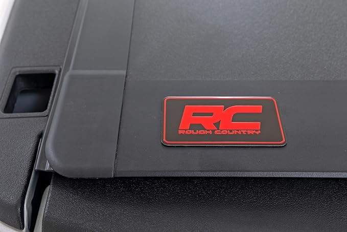 Rough Country Hard Flip Up Truck Bed Tonneau Cover for Ram 1500, Classic (2009-2018) - Fits 5'7" (67.4") Bed, Weather-Resistant, Tri-Fold Aluminum Panels