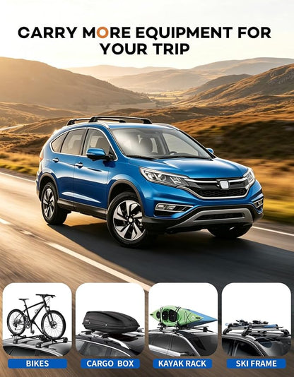 Wonderdriver Roof Rack Cross Bars Fit for Honda CRV CR-V 2012 2013 2014 2015 2016 with Side Rails, Aluminum Roof Rails Crossbars cargo bars Canoe Bike Kayak Car Snowboard Rooftop Cargo Carrier Luggage