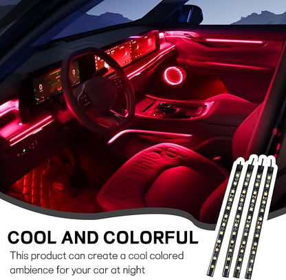 Car LED Strip Light, 12V 48 LED Interior Atmosphere Lights Under Dash Ambient Night Light, Universal Auto Interior Decorative Lamp with USB Port, Truck SUV Car Accessories (Red, USB)