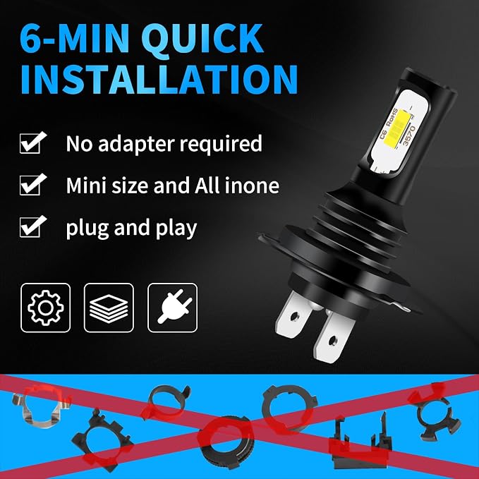 Compatible For Volkswagen Jetta Sedan 4-Door 2006-2019 Hi/Lo Beam bulbs,H7 High Low Beam white light,18000LM 500% Brighter,Turn signal bulbs(Pack of 4)