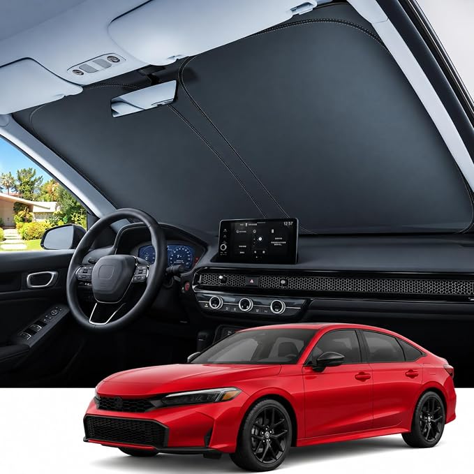 REEVAA Upgraded for Honda Civic 2022-2025 Windshield Sunshade [Tailored Fit, 99% Sun Protection] Foldable Sun Shade Car Accessories with Storage Bag