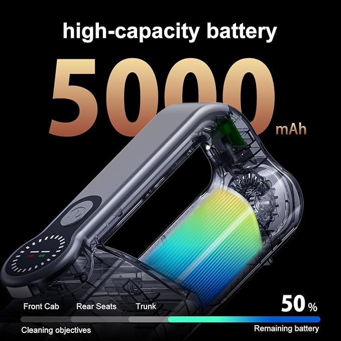 18000Pa Cordless Handheld Car Vacuum Cleaner – 35-Min Runtime, LED Light & LCD Screen, 2-in-1 Blower Function – Lightweight 1.9lb Portable Vacuum for Pet Hair, Home & Car Interior (Black)