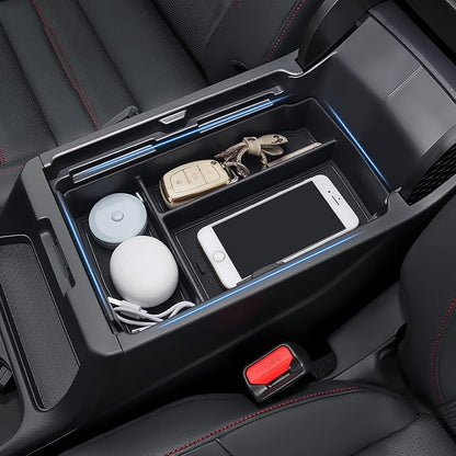 2pcs Center Console Organizer Armrest Tray Insert Storage Box for Honda CRV 2023-2026, Center Console Organizer Combo for 2023+ CR-V Hybrid Accessories, ABS Plastic, Black