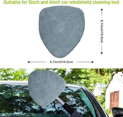 XINDELL 5 Pack Microfiber Pads – Replacement Heads Cover for Xindell Windshield Cleaner Tools. Washable & Reusable Triangle Pads (Grey). Fits Window Reach Tool - Handle Not Included