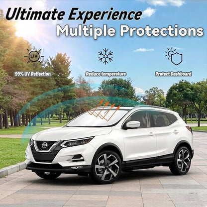 Windshield Sun Shade for Nissan Rogue Sport 2017-2024 (Not for Rogue), Car Front Window Sunshade with 240T Sun Visor Protector Blocks UV Rays Heat Sun Shield Accessories