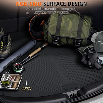 All Weather Floor Mats Cargo Liner for Ford Mustang Mach E 2021-2025 (NOT for Ford Mustang), TPE Rubber Floor Liners Anti-Slip Full Set Mats with Door Sill Protectors for 2025 Mach E Accessories