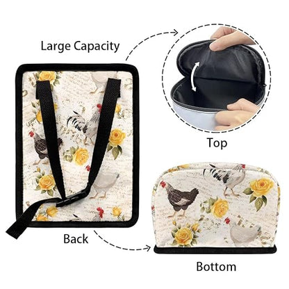 Talayituse Rooster Chicken Print Car Trash Can, Rose Letter Portable Auto Garbage Bin Valentine's Day Decor Multifunctional Vehicle Interior Accessories with Adjustable Straps Universal Fit SUV Sedan