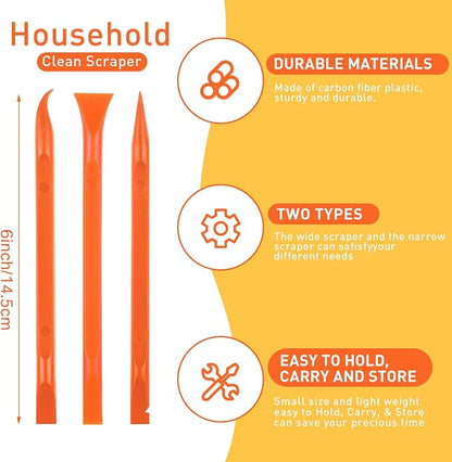 9 Pieces Plastic Scraper Tool Scratch Free Crevice Cleaning Sticker Remover Tool Multipurpose Non Scratch Scrapers for Tight Spaces, Kitchen, Crevices, Auto Detailing, Paint