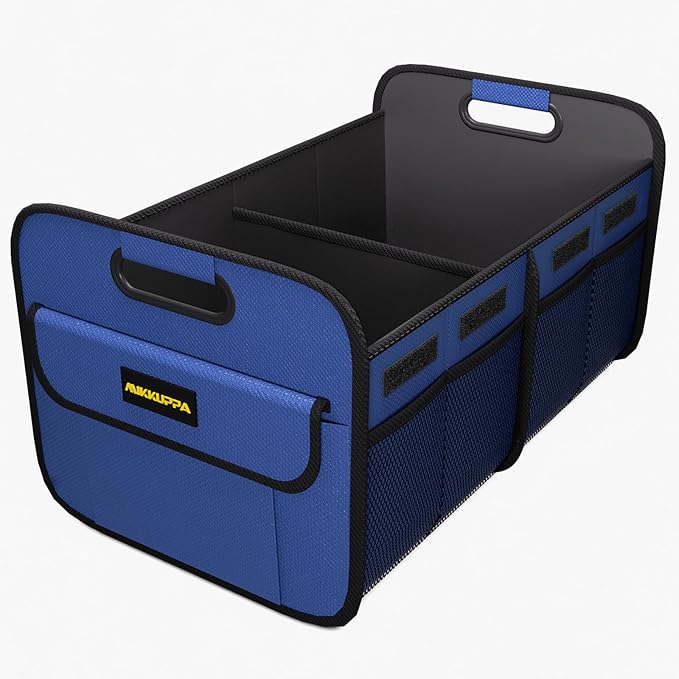 MIKKUPPA Car Trunk Organizer - 75L Collapsible Trunk Organizer for Groceries, Trunk Storage Organizers for SUV Auto Truck Van with Non Slip Bottom (Blue)