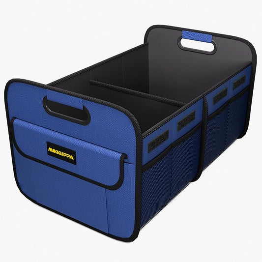 MIKKUPPA Car Trunk Organizer - 75L Collapsible Trunk Organizer for Groceries, Trunk Storage Organizers for SUV Auto Truck Van with Non Slip Bottom (Blue)
