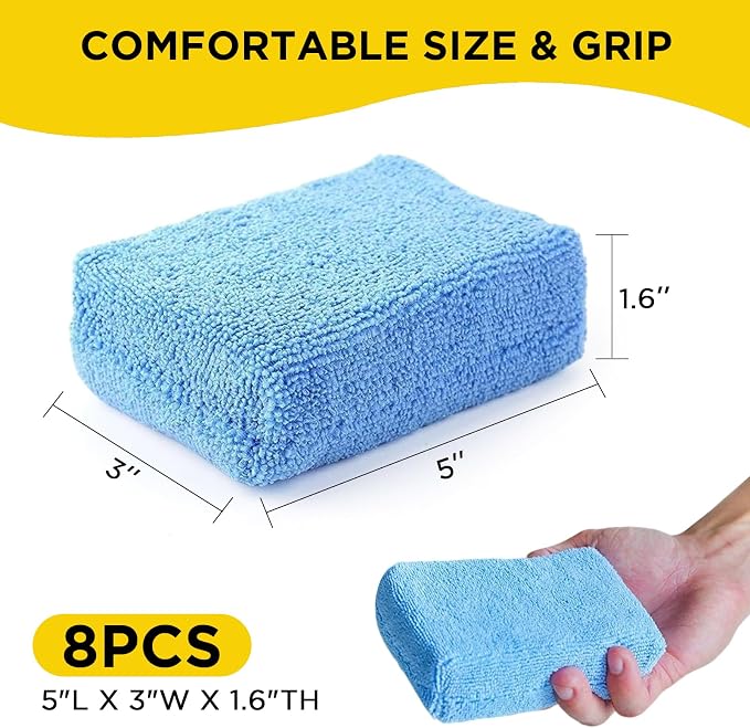 Autocare 10 Pack Car Wax Applicator Pad Rectangle Foam Premium Grade Microfiber Applicator Pads