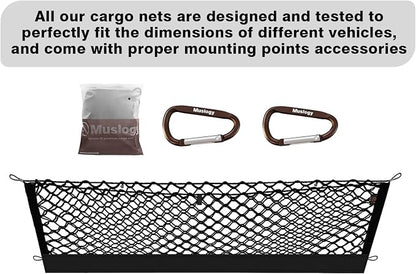 Muslogy Truck Bed Cargo Net Trunk Netting Compatible with 2025 2026 Toyota 4Runner Accessories, Pickup Cargo Organizer SUV Sedan Storage Net w/Heavy Duty Carabiners