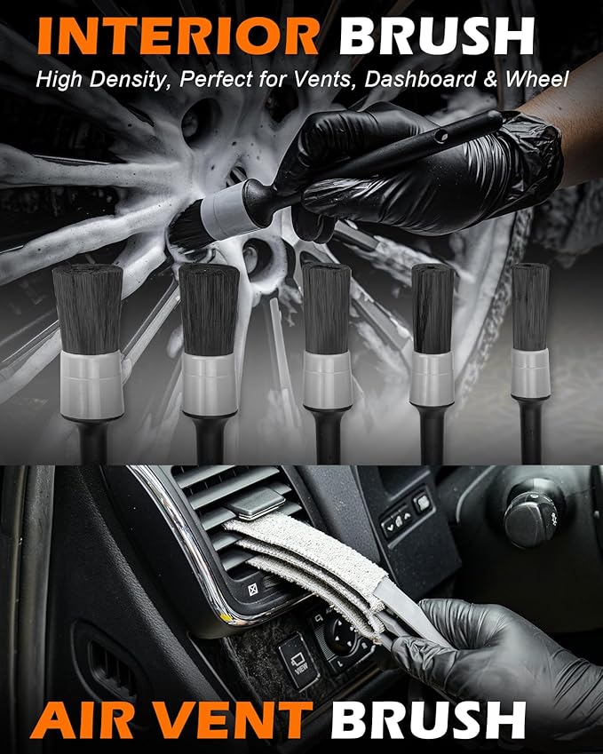 20Pcs Windshield Cleaner Tool - Car Interior Detailing Brush Kit with 200g Cleaning Gel, Microfiber Car Wash Mitt, Dash Duster & 2-Sided Scrubber, All-in-One Inside Car Cleaning Supplies Tool