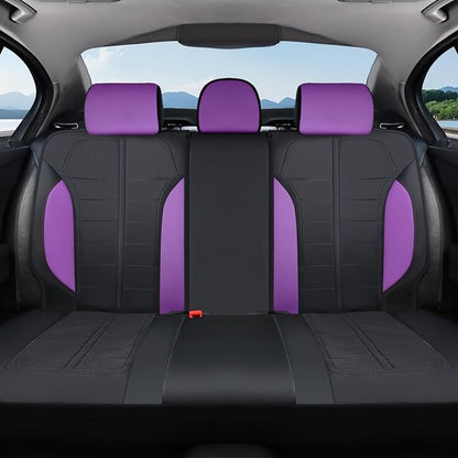 Coverado Air Mesh Seat Cover, Car Seat Cover Rear Seats, 3D Breathable Seat Protectors Sports Carbon Fiber Design Airbag Compatible Comfort Universal for Most Cars, Van,Trucks, SUV, Black&Purple