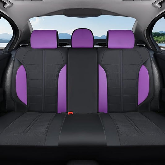 Coverado Air Mesh Seat Cover, Car Seat Cover Rear Seats, 3D Breathable Seat Protectors Sports Carbon Fiber Design Airbag Compatible Comfort Universal for Most Cars, Van,Trucks, SUV, Black&Purple