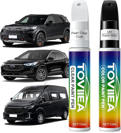 Tuxedo Black(UH) Touch Up Paint Compatible with Ford,2-In-1 Car Scratch Remover Pen,Car Paint Scratch Repair Kit for Scratches,Chips & Nicks,2-PCS SET