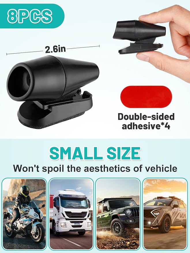 8PCS Wind & Ultrasonic Deer Safe Whistles for Vehicles - Deer Horn with Self-Adhesive Tape, Automotive Safety Kits for Car Avoid Collisions